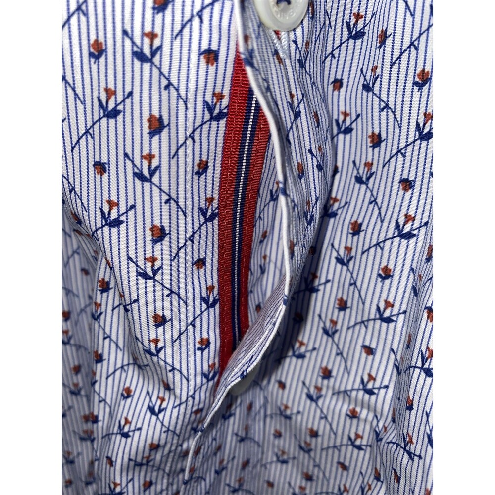 BUGATCHI UOMO contrast cuff Rose Paisley Stripes floral geometric XXL Men Shirt - Picture 8 of 11